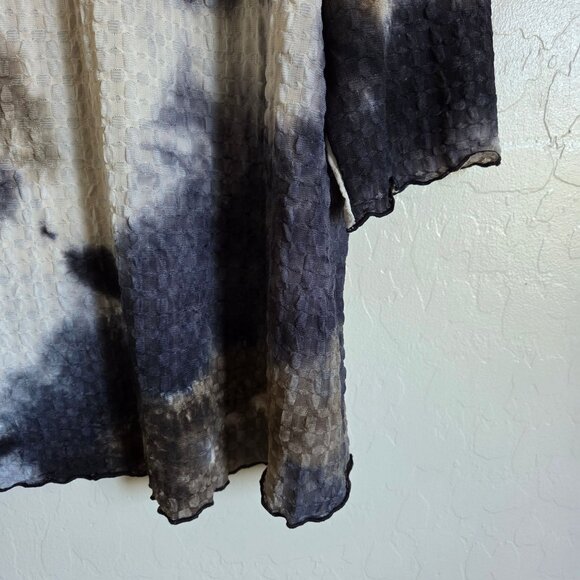 LOGO by Lori Goldstein Textured Tie Dye Tunic Top Black/Multi 3/4 Sleeve 2X NWOT - Picture 7 of 10